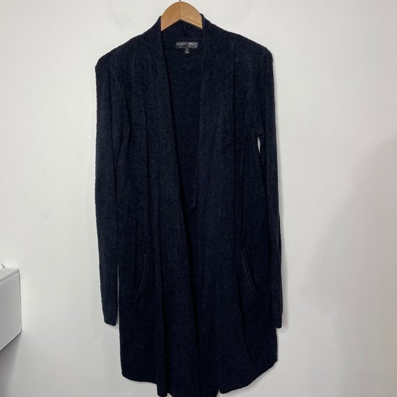 Barefoot Dreams Black Cozy Chic Lite Open Front Cardigan Knit Sweater S/M - Picture 10 of 13